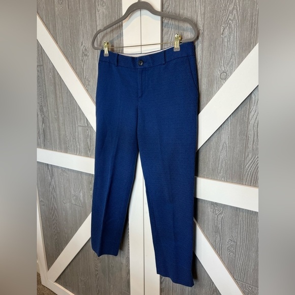 100. Banana Republic CAMDEN-FIT DIAMOND JACQUARD ANKLE PANT Blue 6 - Picture 2 of 10